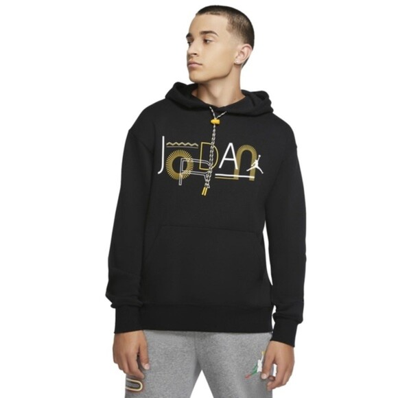 Jordan Other - JORDAN Legacy 2 Southwestern Pullover Black Yellow Hoodie Size M